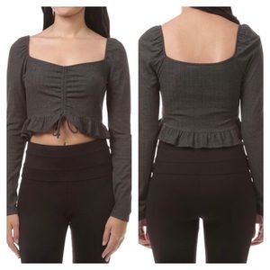 Lush Crop Top Heather Charcoal Sz S